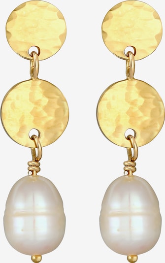 ELLI PREMIUM Ohrringe Kreis, Perlenohrhänger in gold / perlweiß, Produktansicht