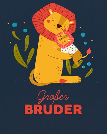 T-Shirt 'Löwen Großer Bruder' watabout.kids en bleu