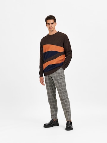 SELECTED HOMME Pullover 'Cuba' in Braun