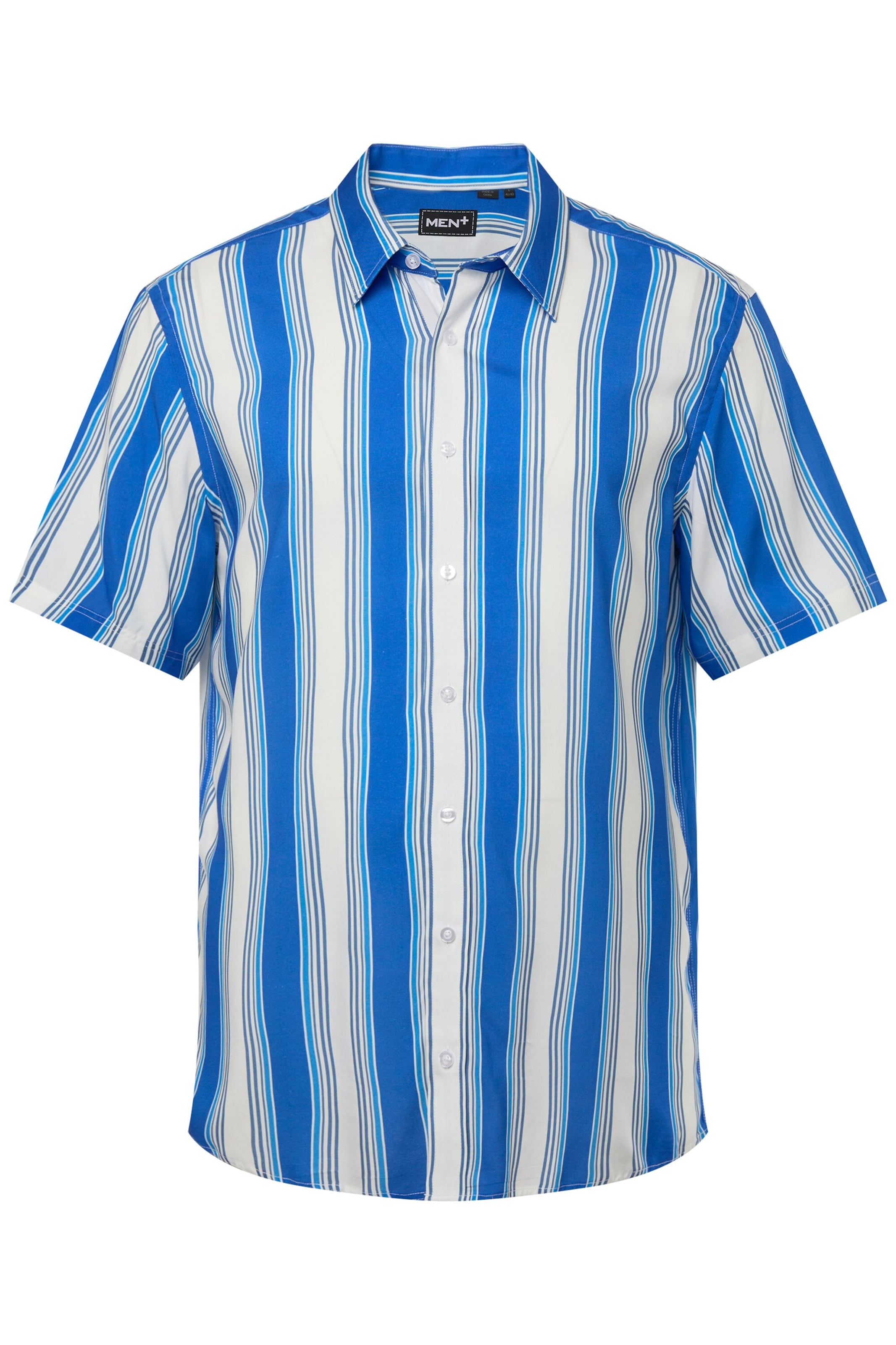 Men Plus Comfort fit Button Up Shirt in Blue: front