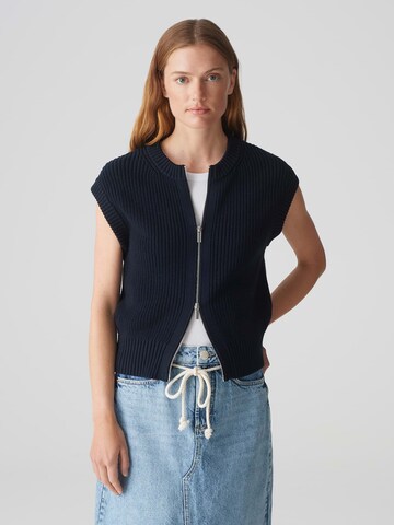 OPUS Gebreide bodywarmer 'Dufka' in Blauw: voorkant