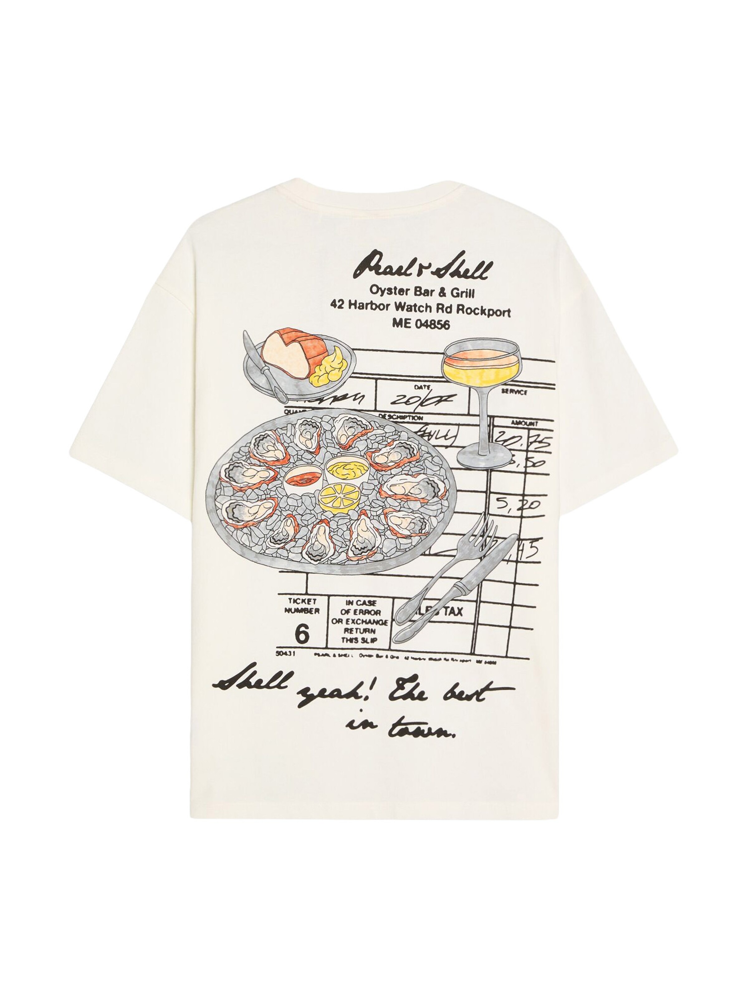 Tricou 'AFFOGATO/OSTRAS' de la Bershka pe alb