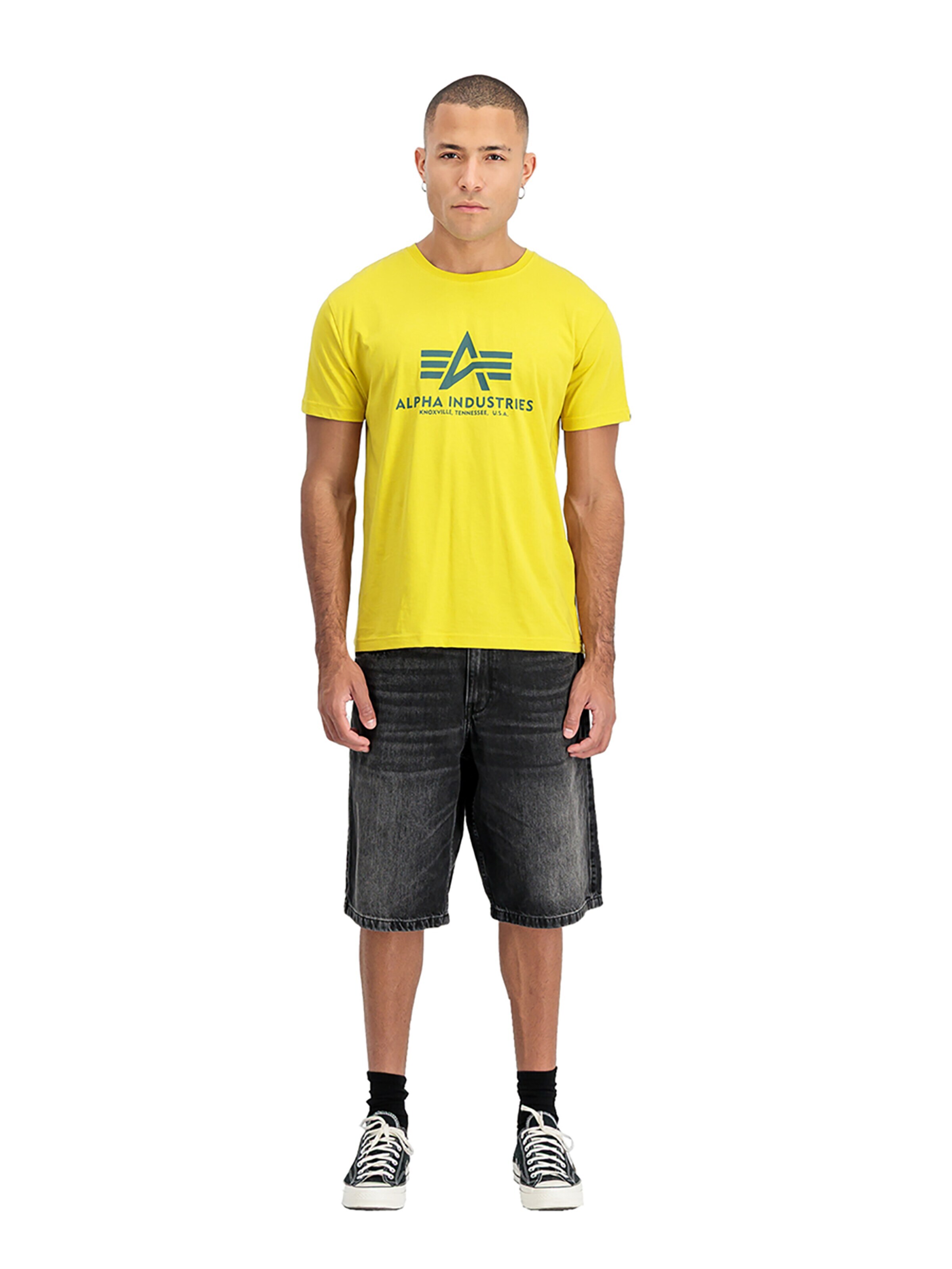ALPHA INDUSTRIES Shirt 'Basic Logo' in Yellow