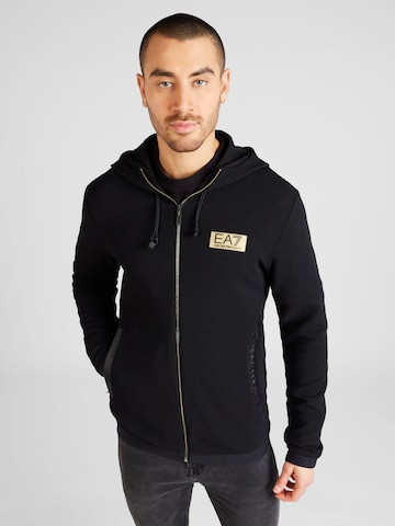 EA7 Emporio Armani - Sudadera con cremallera en negro: frente