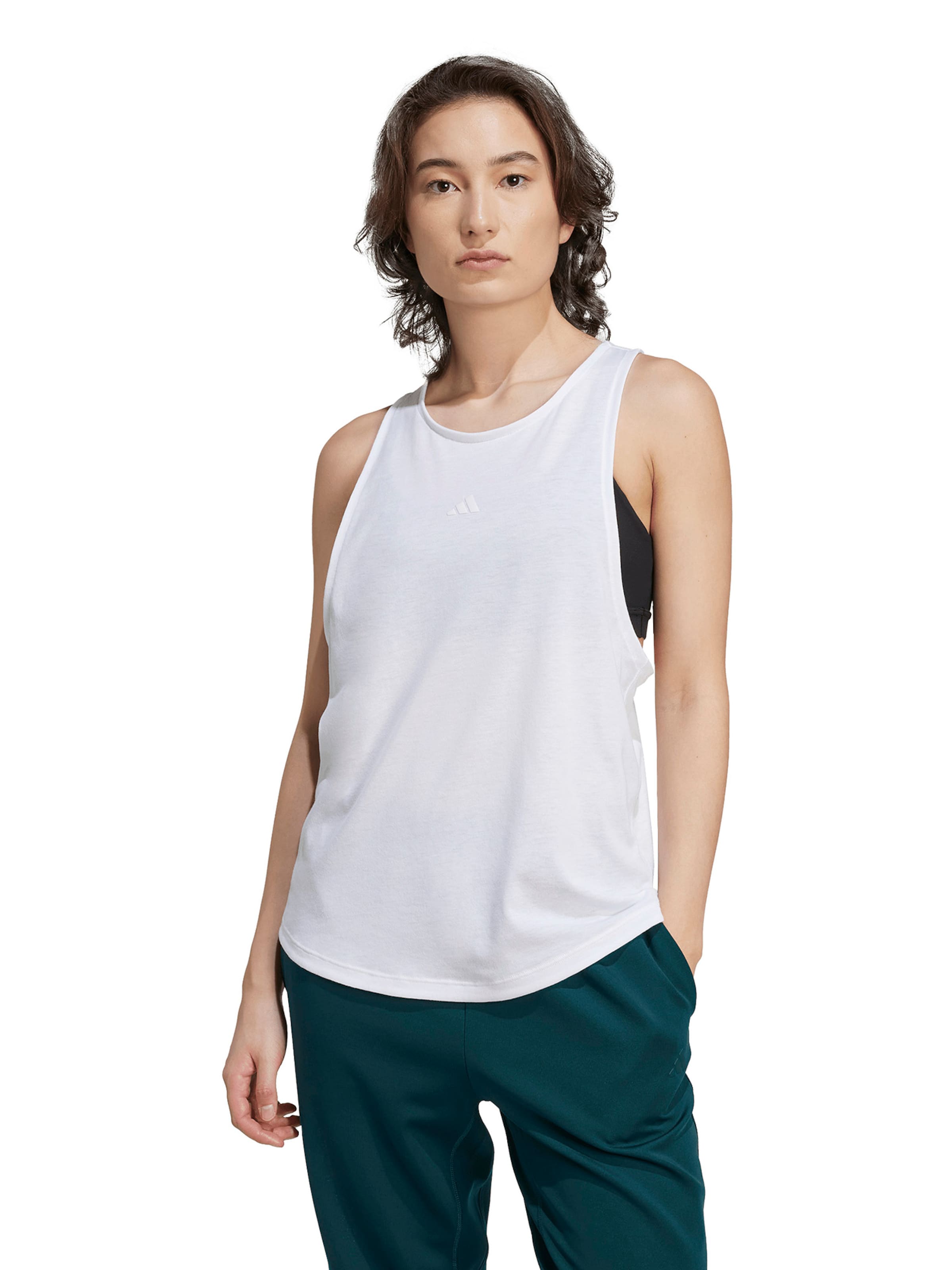 Sport top 'ES' de la ADIDAS PERFORMANCE pe alb: față