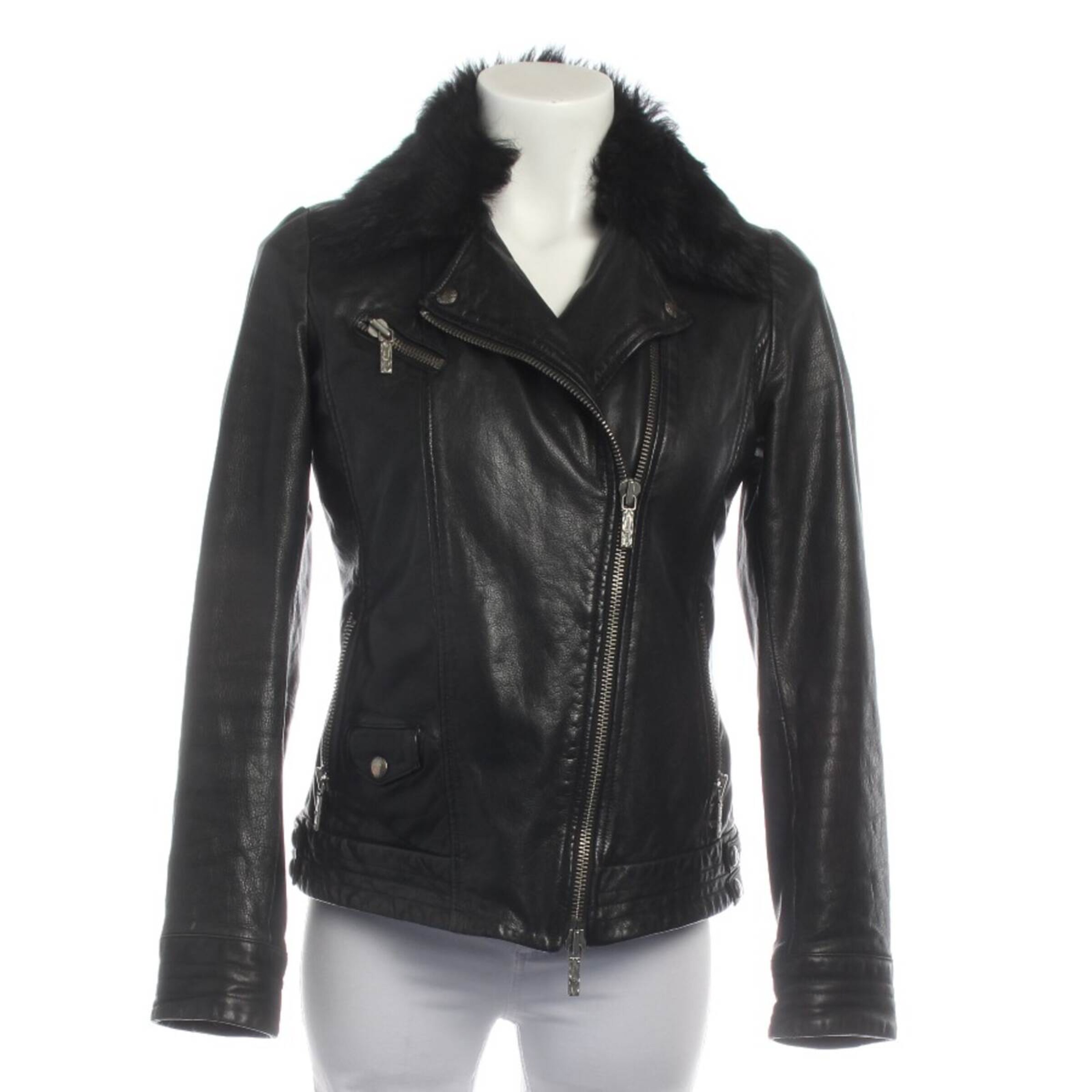 BOSS Orange Lederjacke Ledermantel XS in Schwarz ABOUT YOU