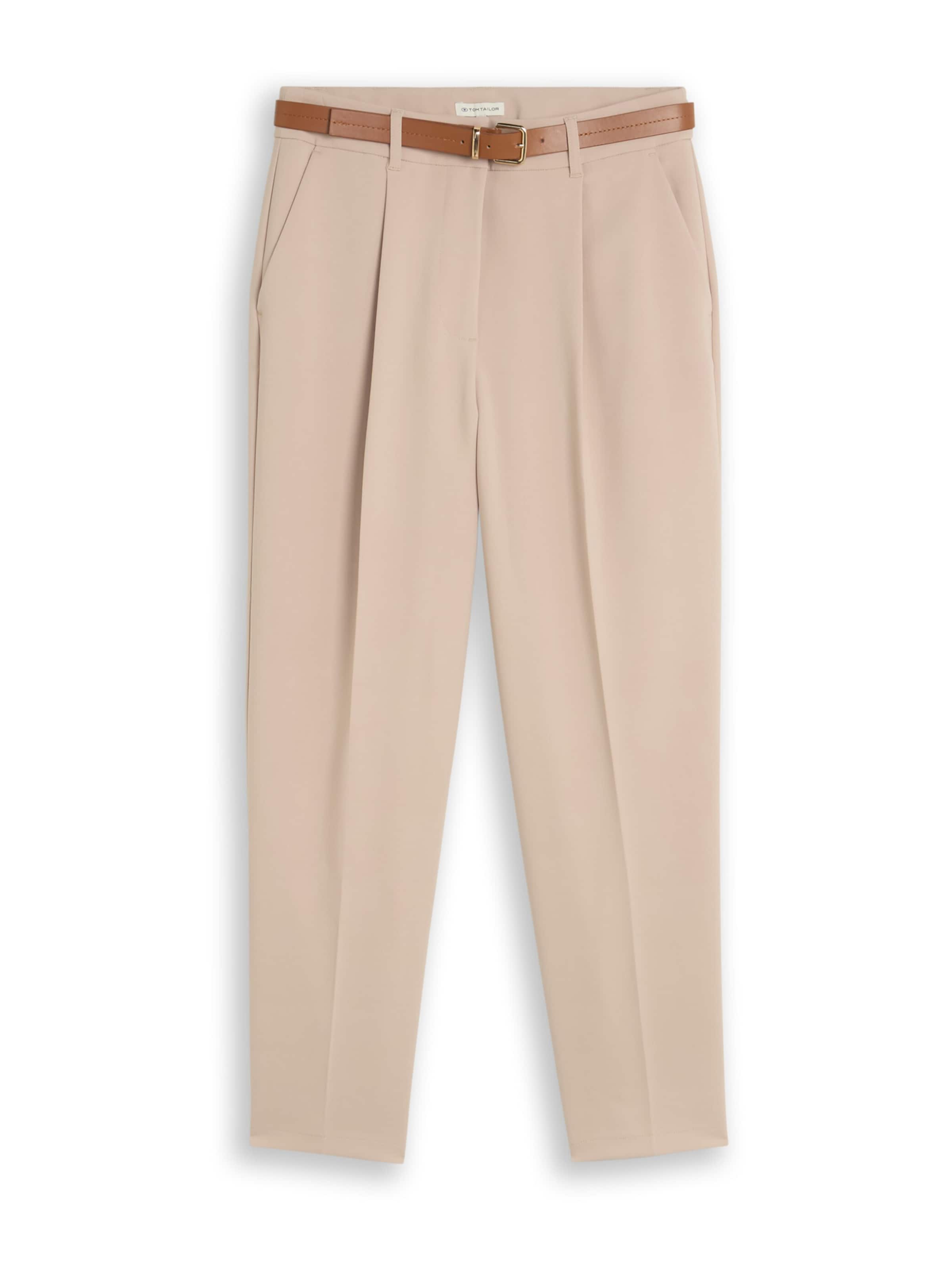 TOM TAILOR Loose fit Pleat-Front Pants in Brown: front
