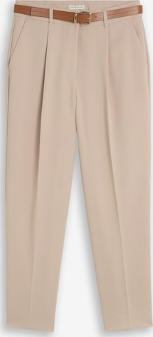 TOM TAILOR - Loosefit Pantalón plisado en marrón: frente