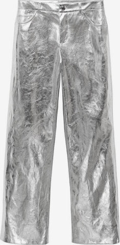 MANGO Wide leg Pants in Silver: front