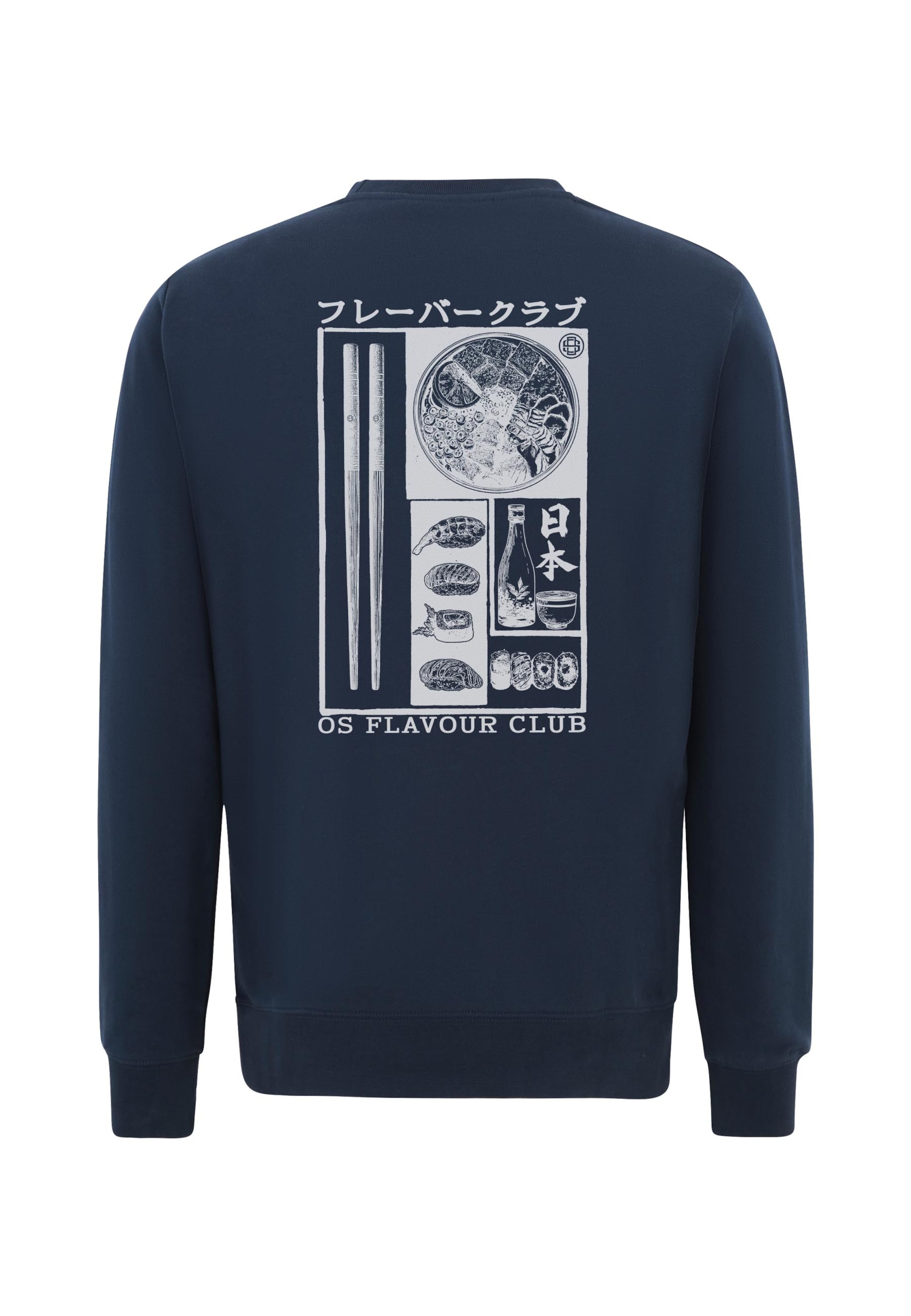 Oldskull Sweatshirt 'Asian Flavour Club Umami' in Blauw: voorkant