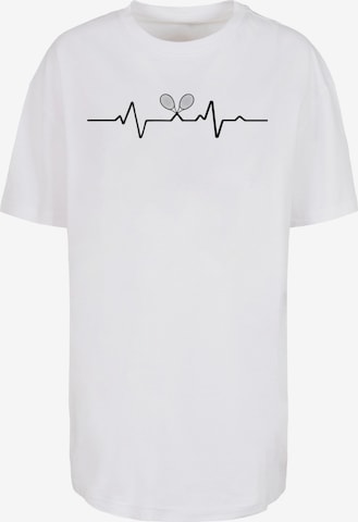 Merchcode Oversized shirt 'Tennis Beats' in Wit: voorkant