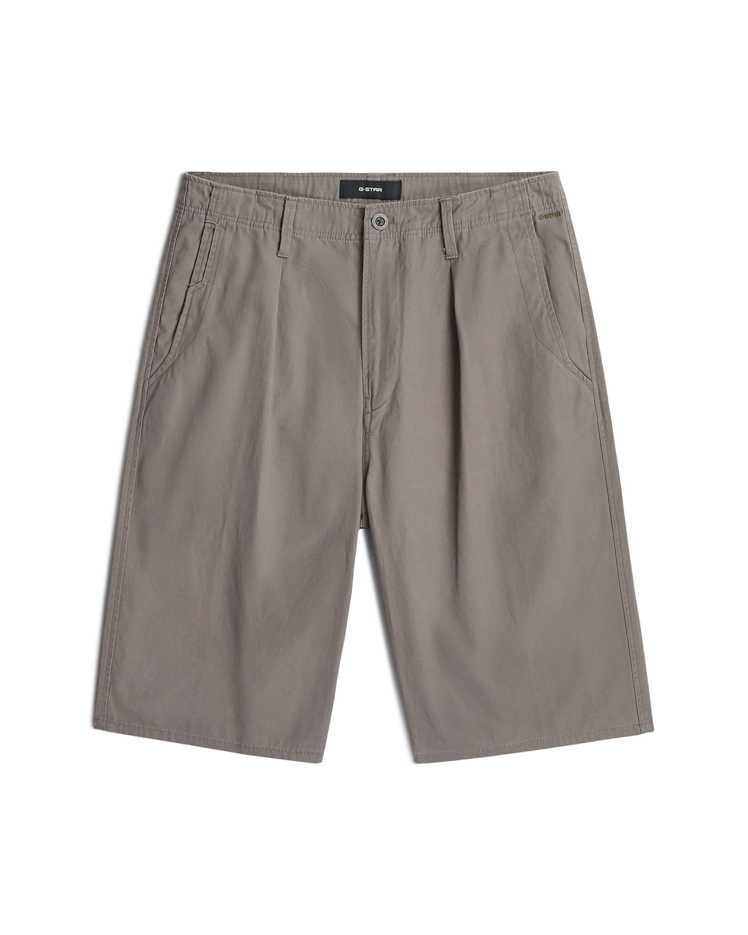 G-STAR Regular Chino 'Pleated Chino Shorts' in Grijs: voorkant