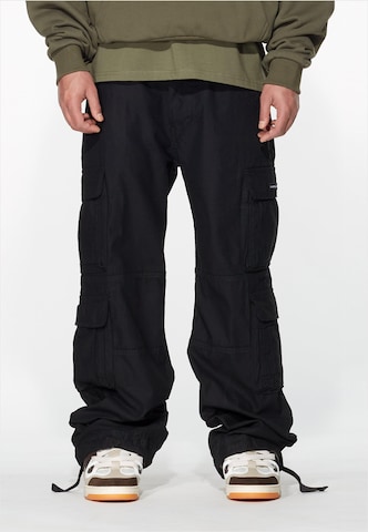 MJ Gonzales - Loosefit Pantalón cargo en negro: frente