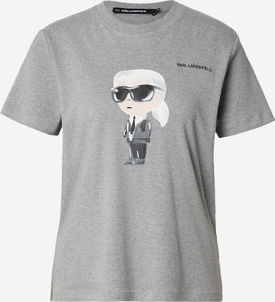 Marškinėliai iš Karl Lagerfeld, spalva – šviesiai pilka / margai pilka / juoda / natūrali balta, Prekių apžvalga