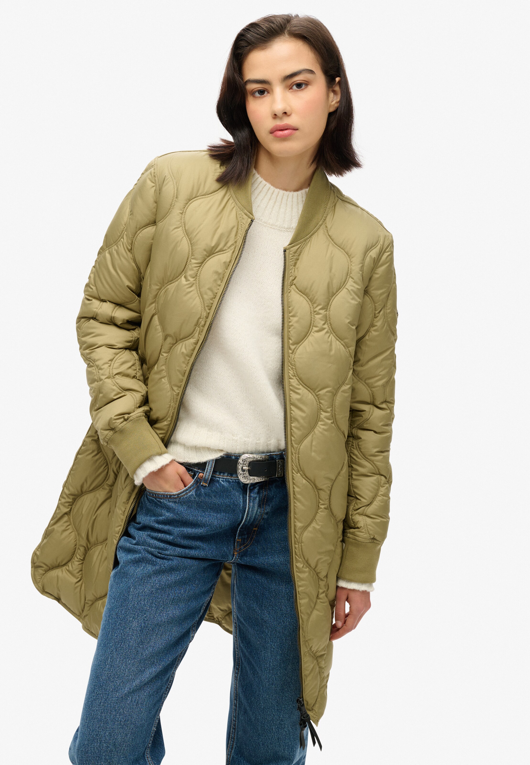 Manteau mi-saison Superdry en vert : devant