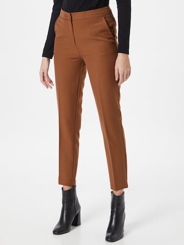 UNITED COLORS OF BENETTON Slim fit Pleated Pants in Brown: front