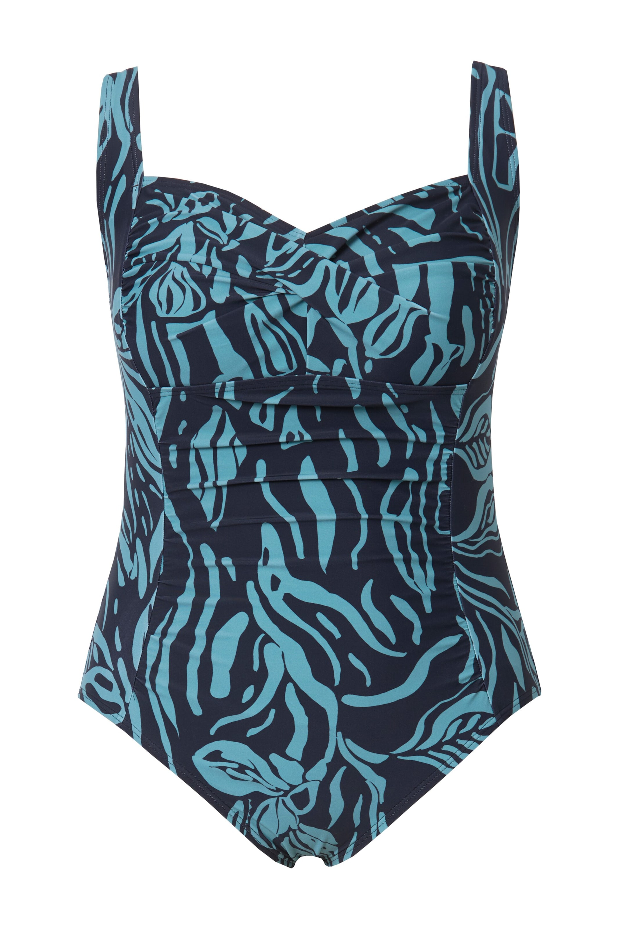 Ulla Popken Bustier Badpak in Blauw: voorkant