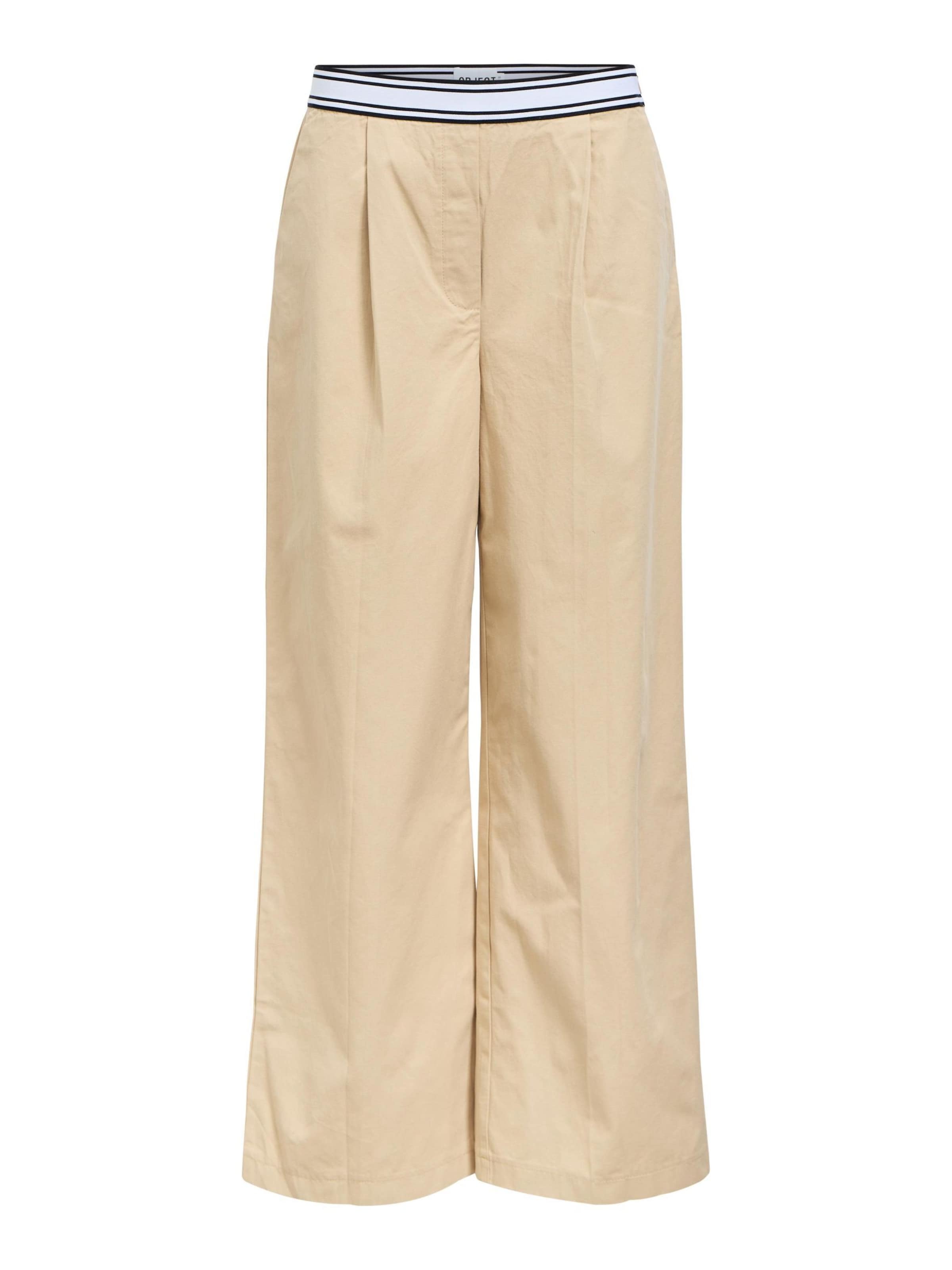 Wide leg Pantaloni di OBJECT in beige: frontale