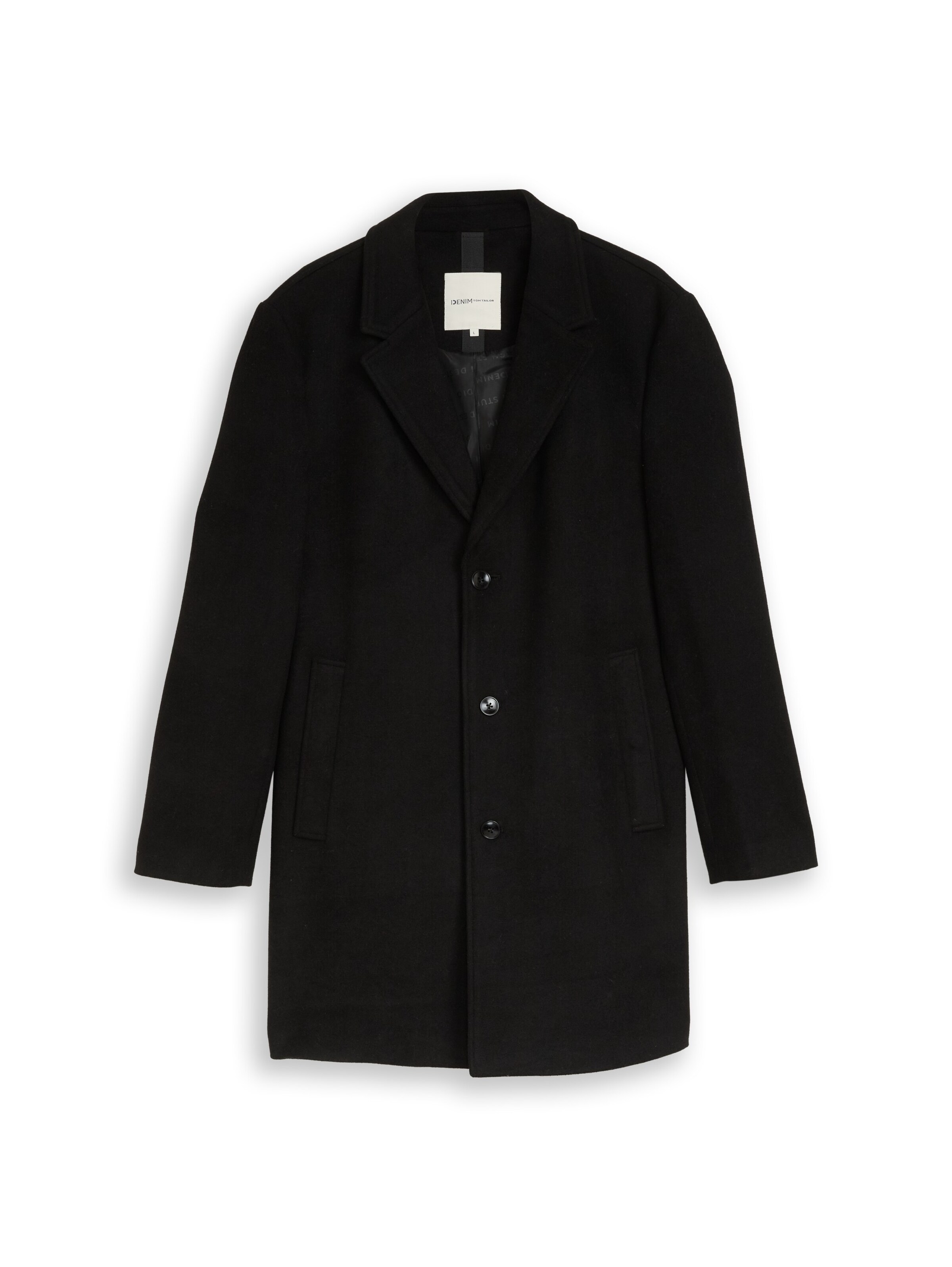 TOM TAILOR DENIM - Abrigo de entretiempo en negro: frente