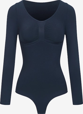 cfab Shapingbody 'Bodysuit Sculpting Shapewear Longsleeve mit String' i blå: framsida
