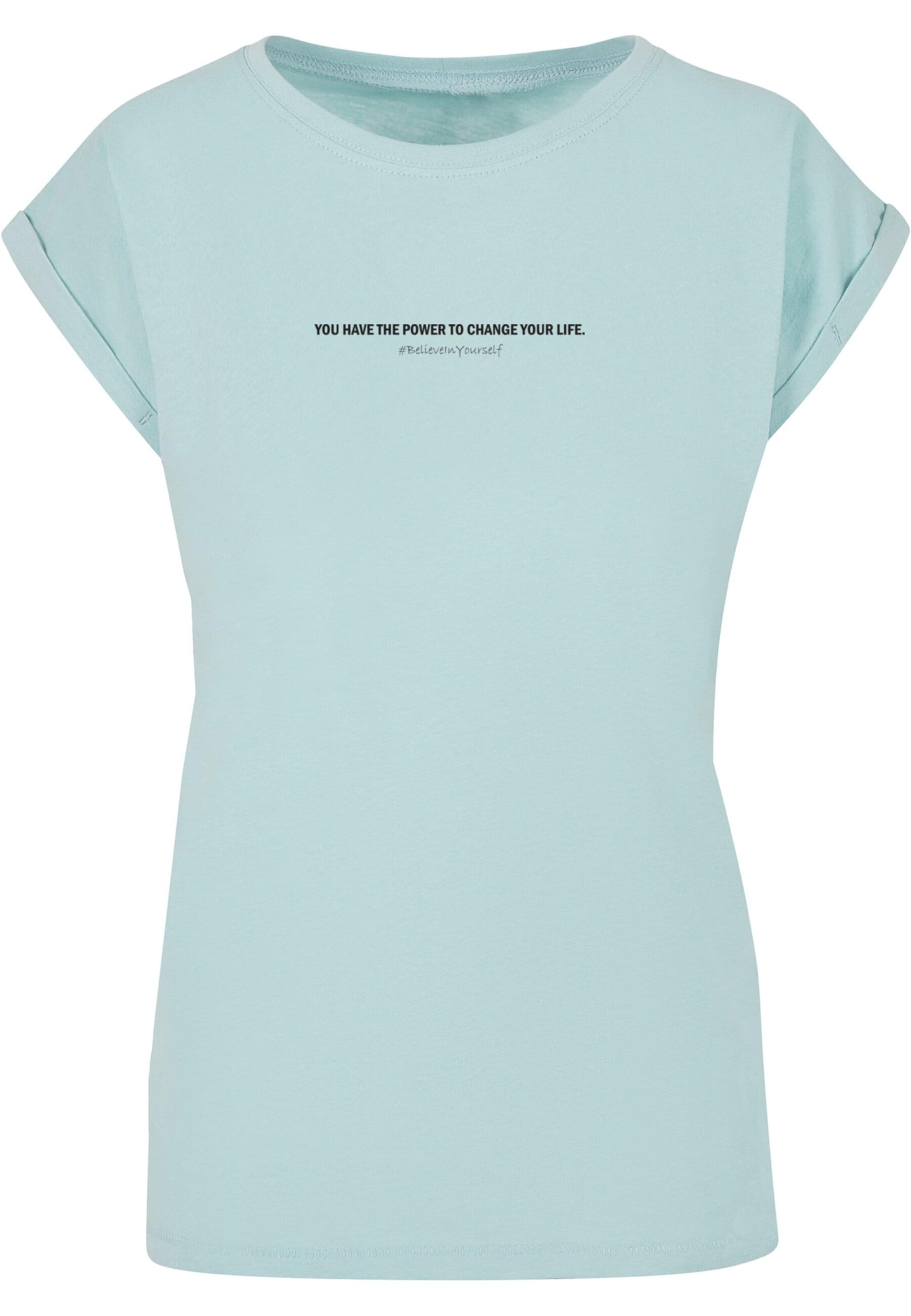 Merchcode Shirt 'WD - Believe In Yourself' in Blauw: voorkant