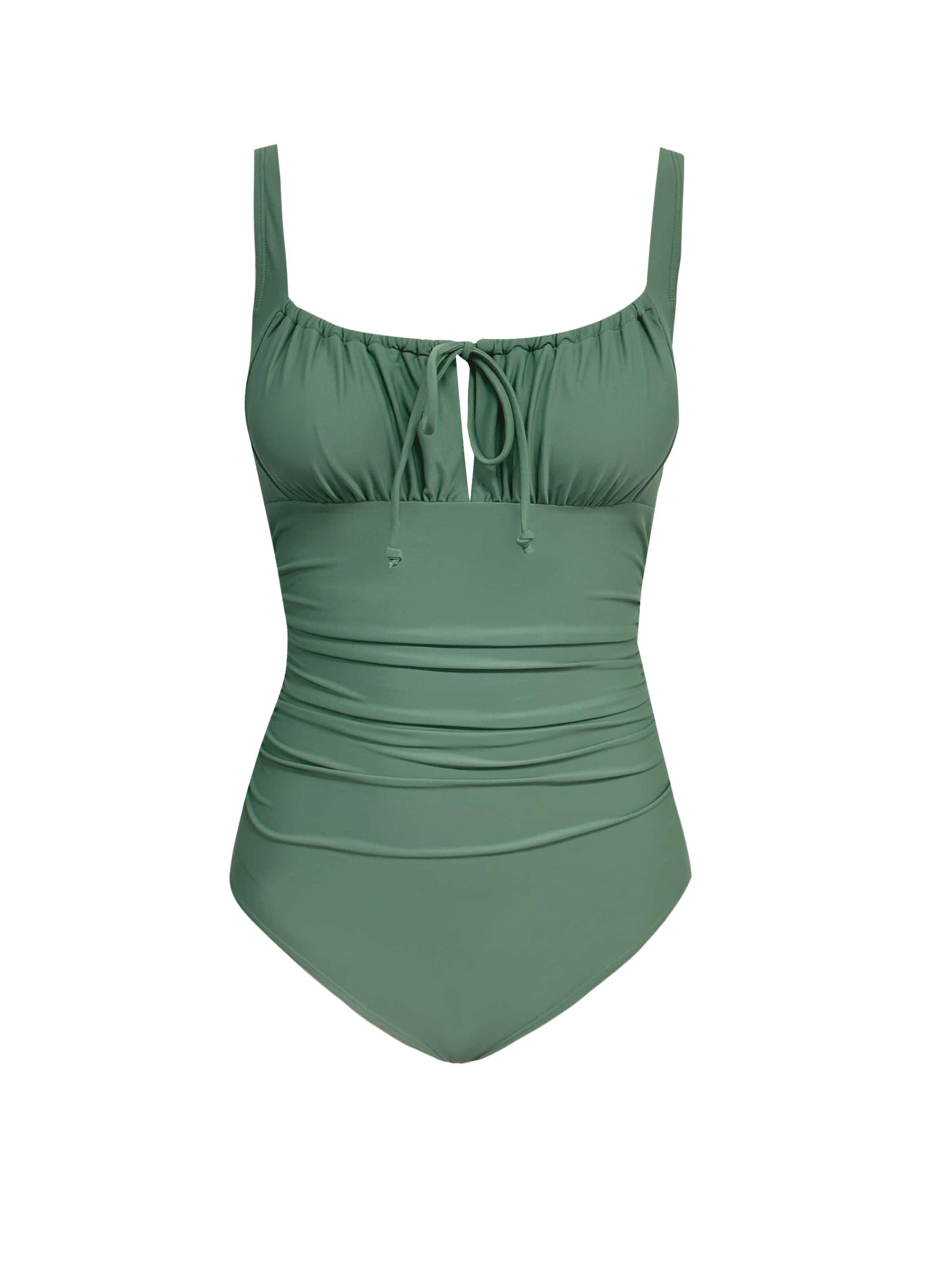 Cupshe Bustier Badeanzug 'Square Neck'‌‌‌‌‌ in Grün: Vorderseite