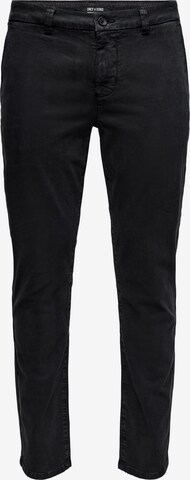 Slimfit Pantaloni chino 'Pete' di Only & Sons in nero: frontale