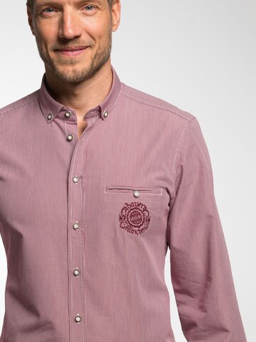 SPIETH & WENSKY Slim Fit Trachtenhemd 'FCB - Erek' in Rot