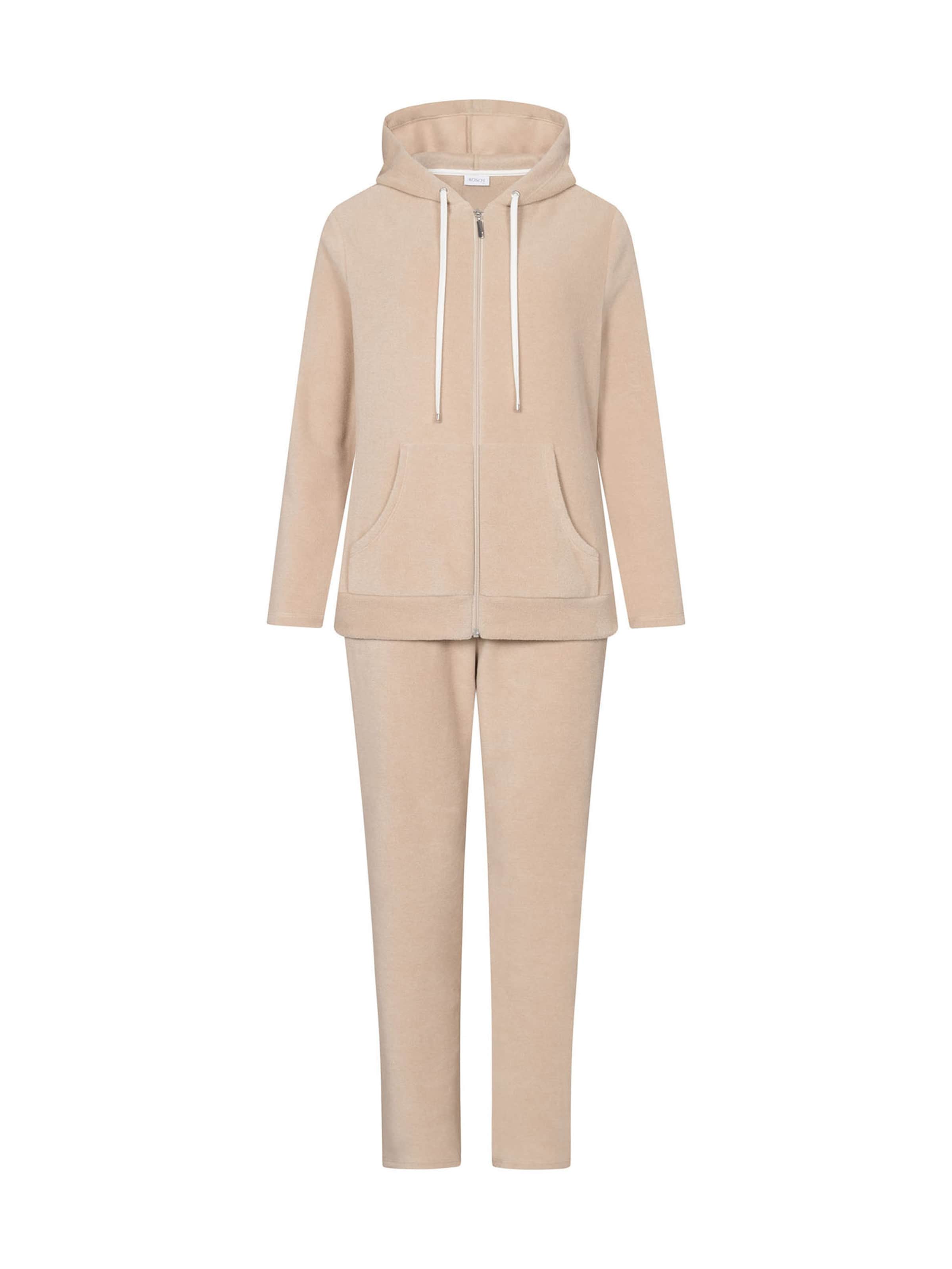 Rösch Pajama ' Fleece Hoodie ' in Beige: front