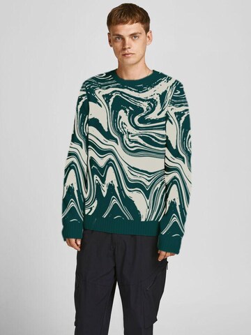 Pull-over 'MARBLE' JACK & JONES en vert : devant
