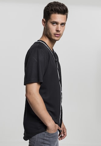 Urban Classics Regular fit Overhemd 'Baseball' in Zwart