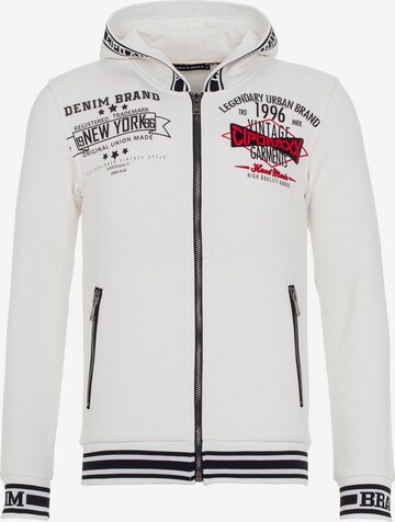 CIPO & BAXX Zip-Up Hoodie in White: front