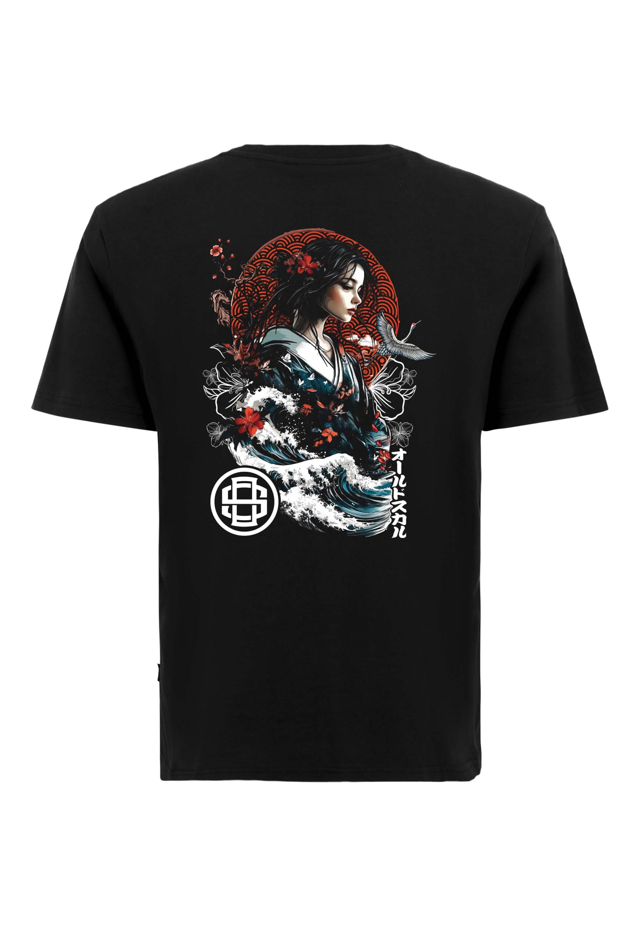 Oldskull Shirt 'Asian Blossom Queen Logo Graphic' in Black: front