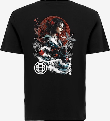 Oldskull Shirt 'Asian Blossom Queen Logo Graphic' in Black: front