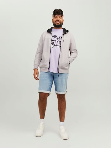 Jack & Jones Plus Zip-Up Hoodie 'Air' in Purple