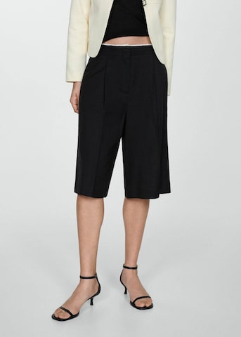 MANGO Loose fit Pleat-Front Pants 'Lago' in Black: front