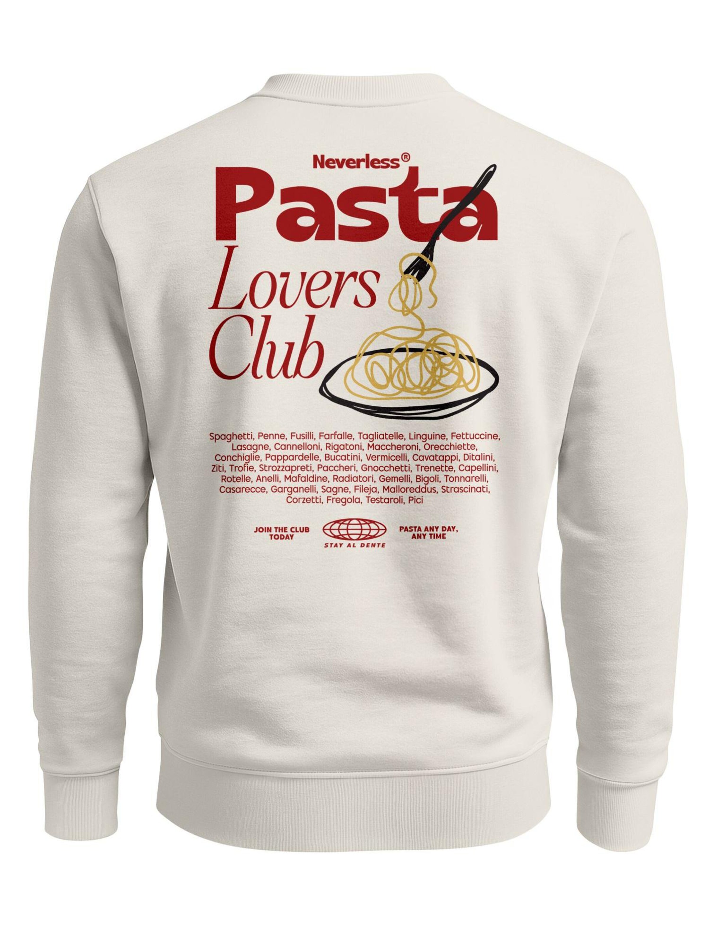 Neverless Sweatshirt 'Pasta Lovers Club' in Beige