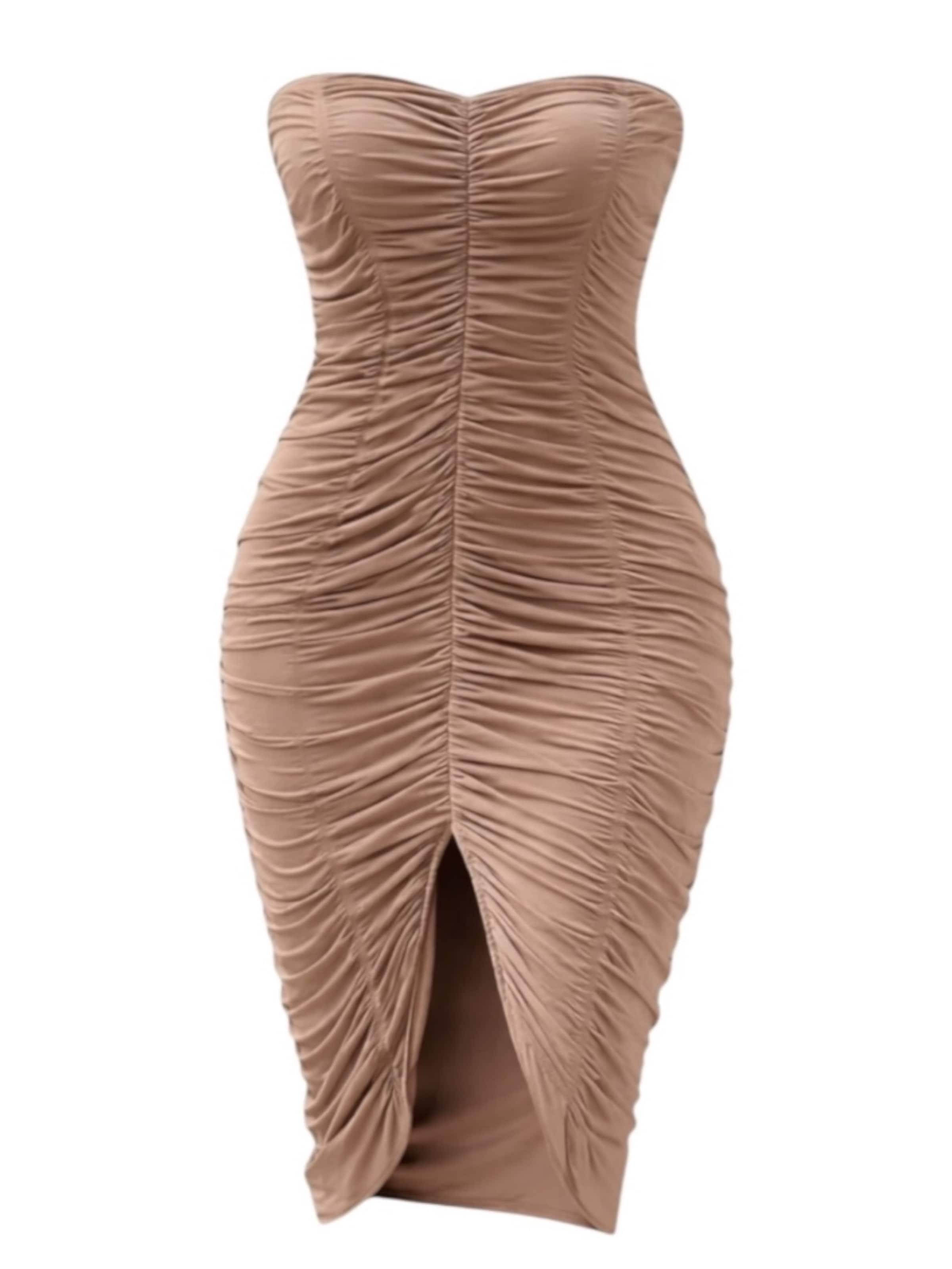 Elena Athanasiadou Cocktail Dress 'Amilia' in Brown: front