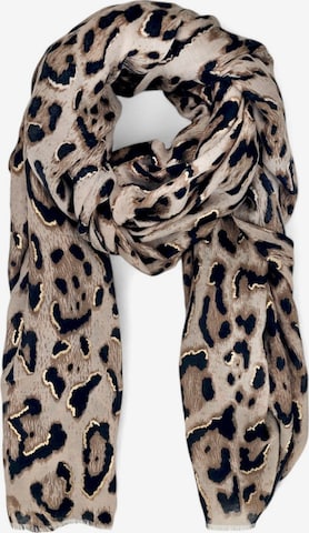 styleBREAKER Schal 'Schal Leoparden Muster Gold Metallic' in Beige: Vorderseite