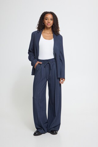 ICHI Wide leg Broek 'IHKate Pinelle' in Blauw