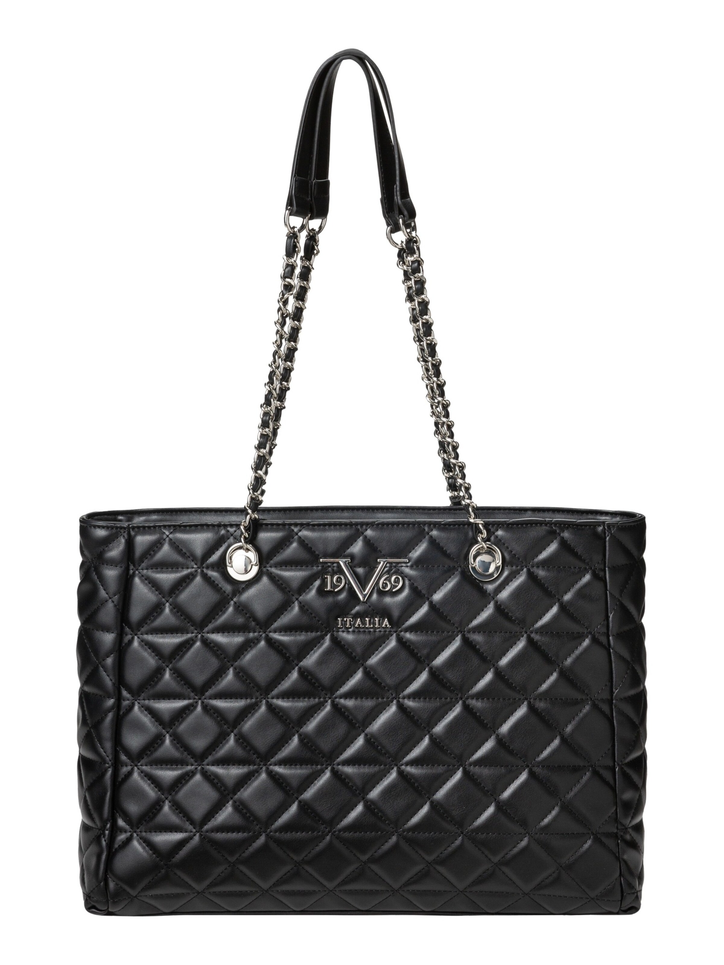 19V69 ITALIA Μεγάλη τσάντα 'Silvia Silver' σε μαύρο: μπροστά