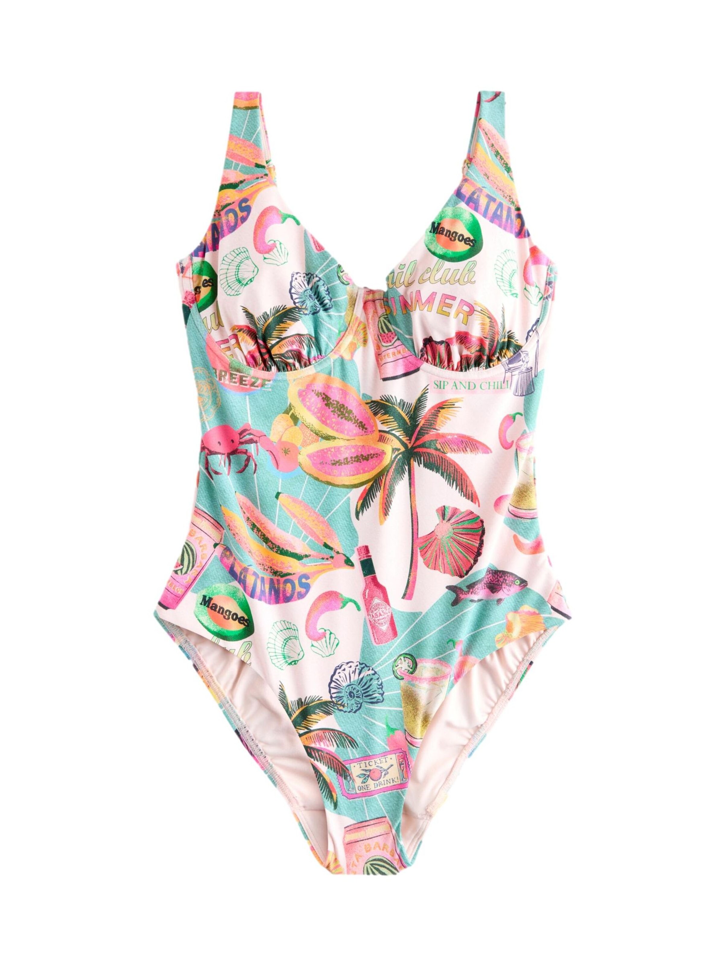 Next Bandeau Shaping swimsuit in Mixed colours: front