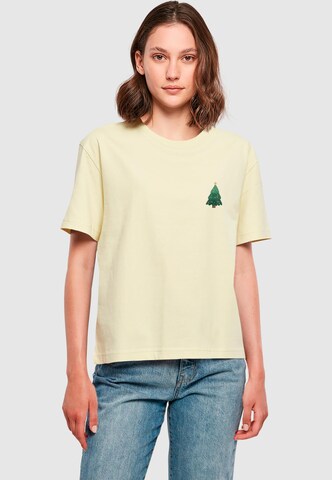 Merchcode Shirt 'Christmas Holly Jolly Mood' in Yellow: front