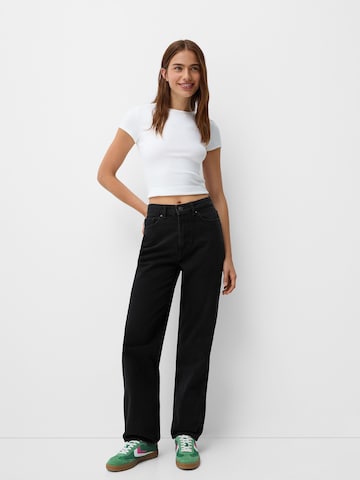 Bershka Loosefit Džíny – černá