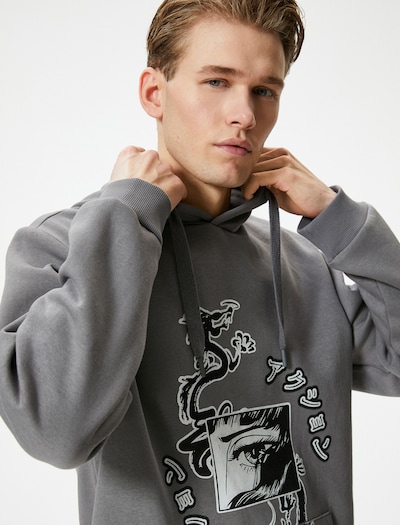 Koton Sweatshirt in grau / schwarz / weiß, Produktansicht