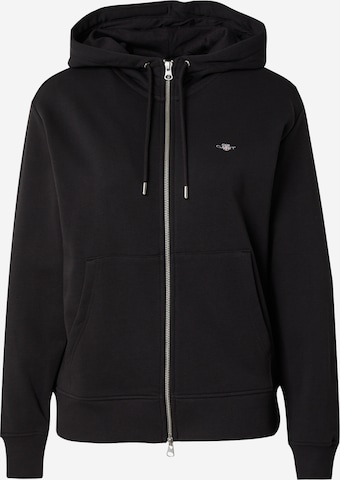 GANT - Sudadera con cremallera en negro: frente