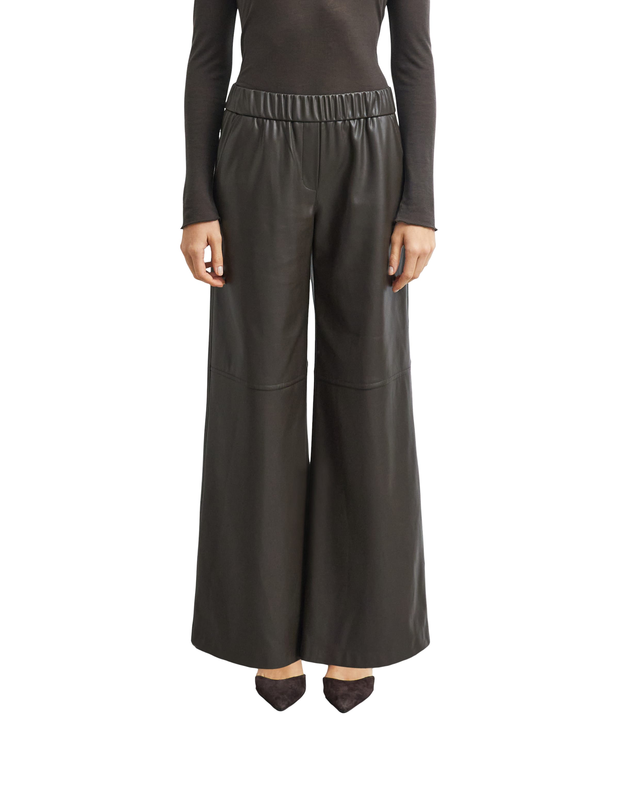 COMMA Wide leg Broek in Bruin: voorkant