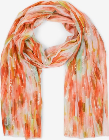 styleBREAKER Schal 'Leichter Schal mit Streifen Farbverlauf Metallic' in Orange: Vorderseite