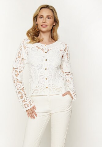 usha FESTIVAL Knit cardigan 'Fashion Look' in White: front