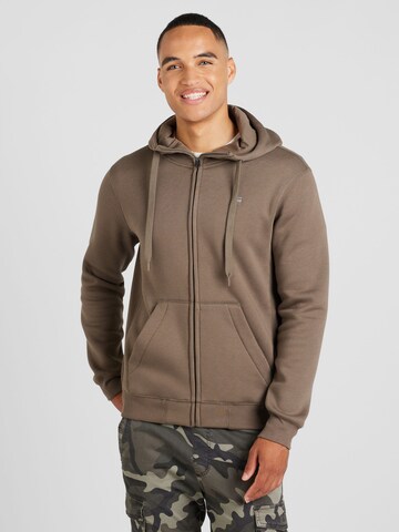 G-STAR Regular Fit Sweatjacke 'Premium Core' in Braun: predná strana